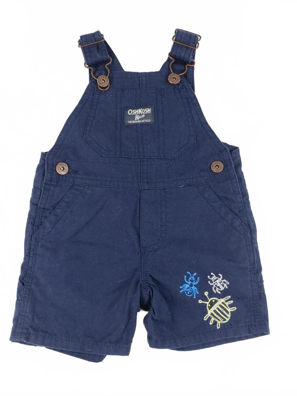 OshKosh B'gosh Navy Overalls Shorts 6M with Bug Embroidery